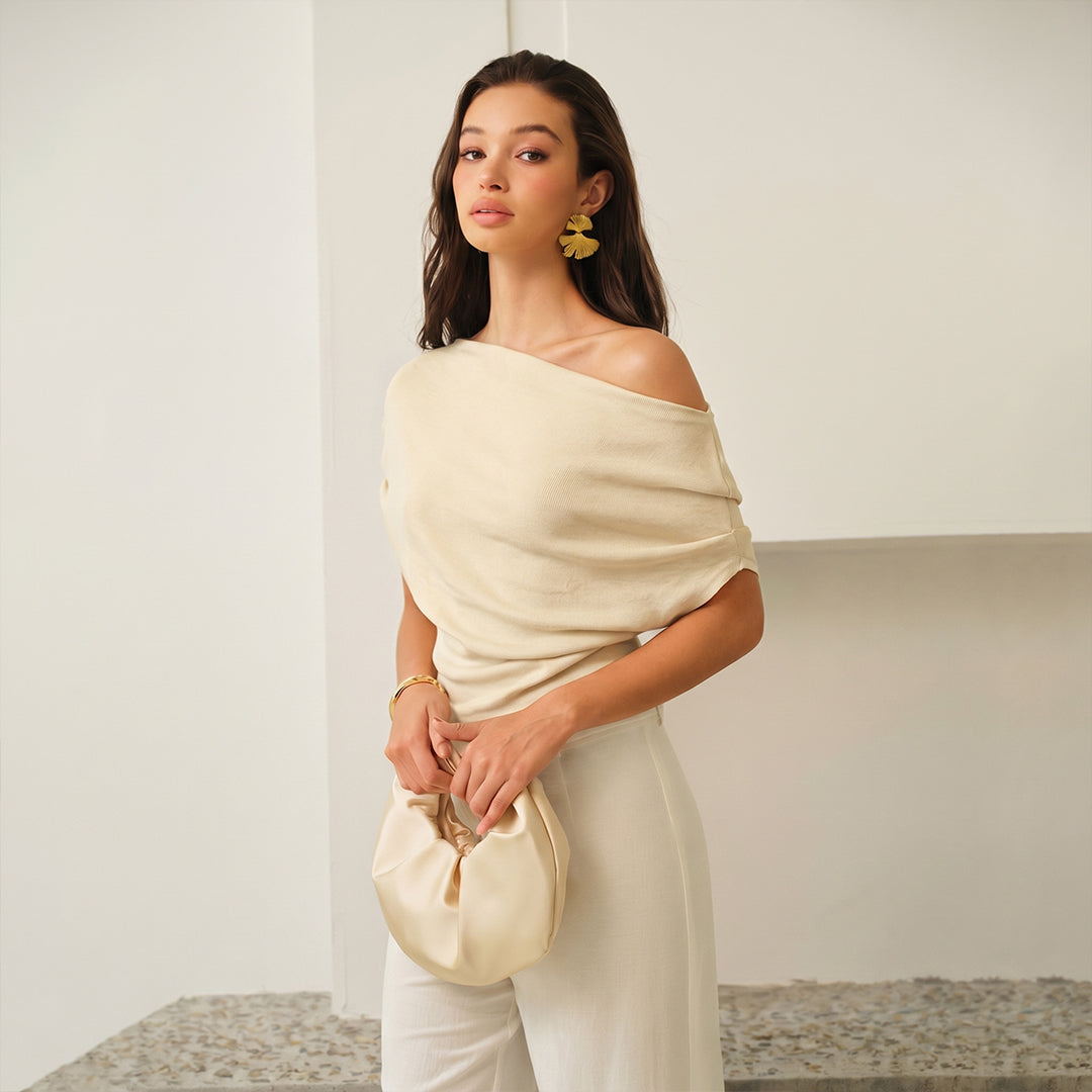 Off The Shoulder Sweaters Short Sleeve Knit Tops