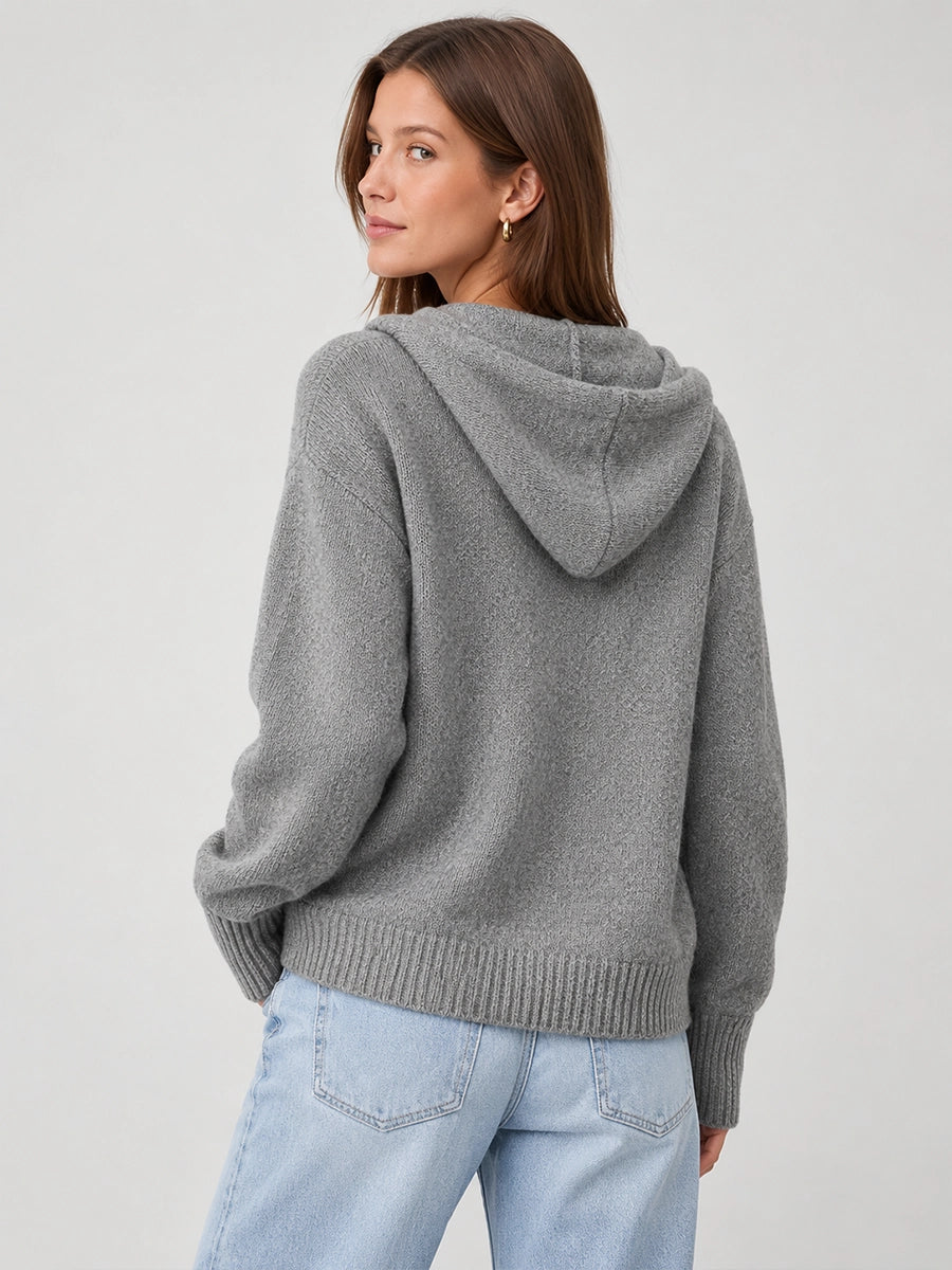 Women's Button-Front Hooded Knit Cardigan