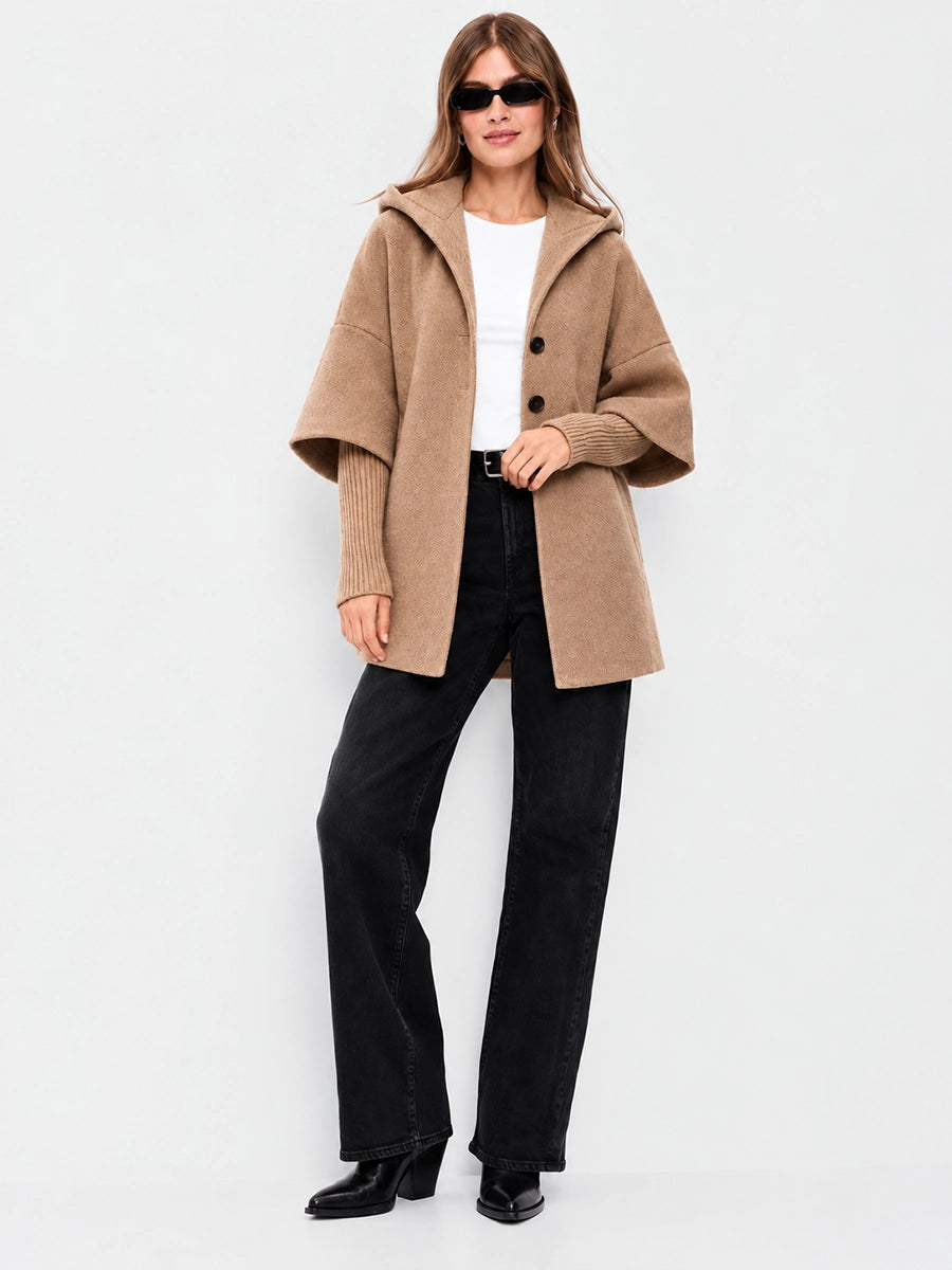 Women’s Faux Two-Piece Hooded Jacket for Casual Layering