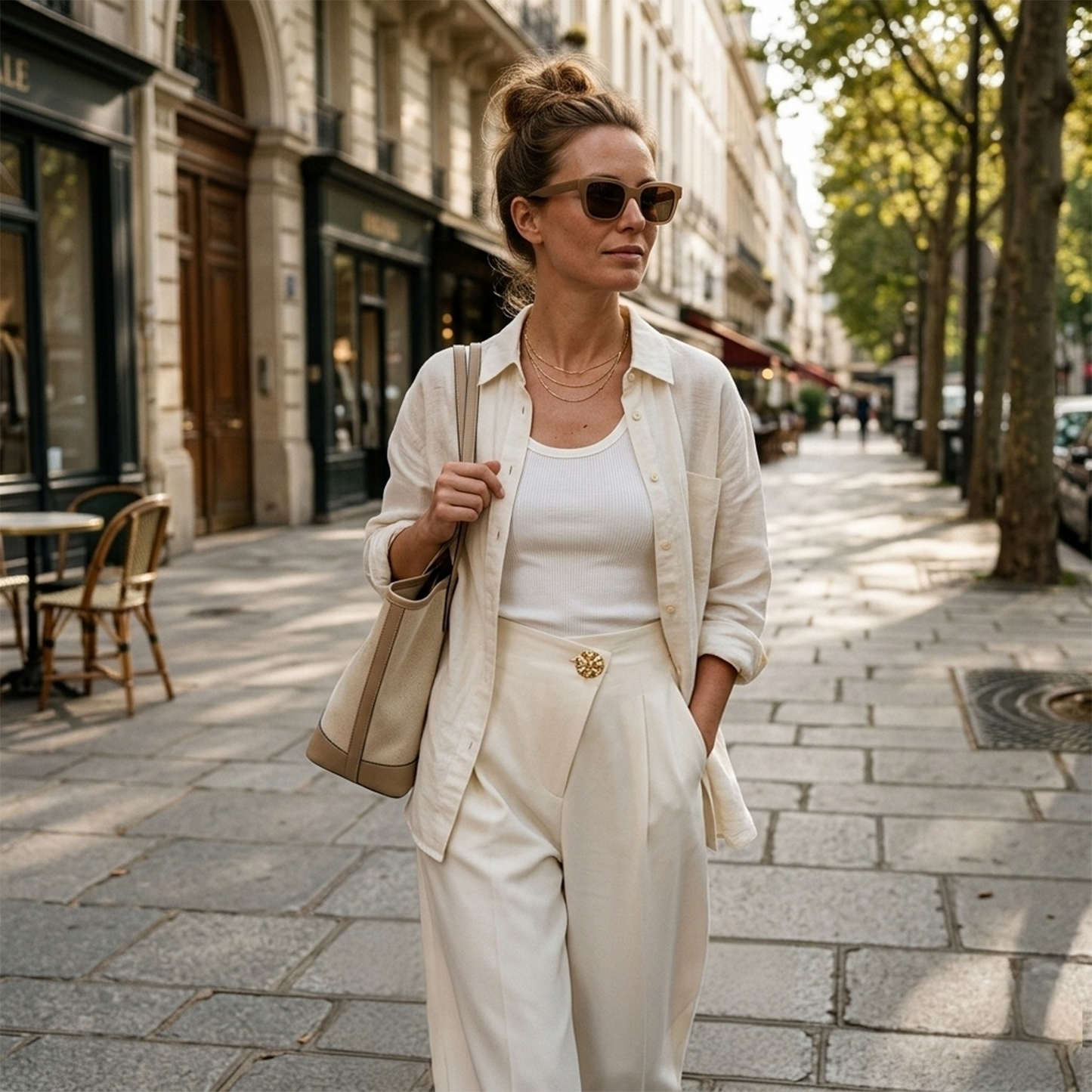 Embellished High-Waist Wide-Leg Pants