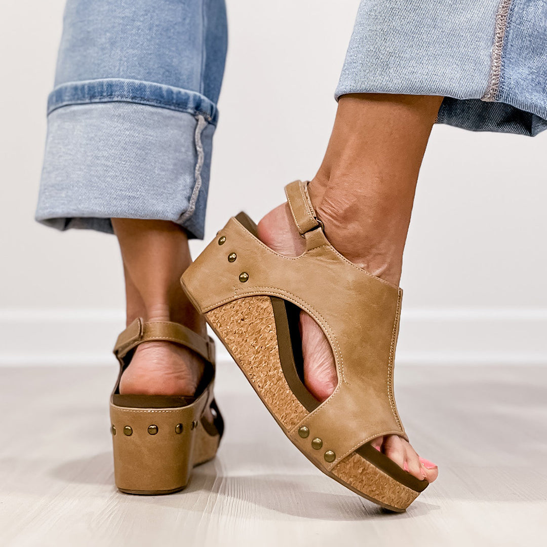 Plus Size Studded Genuine Leather Platform Sandals