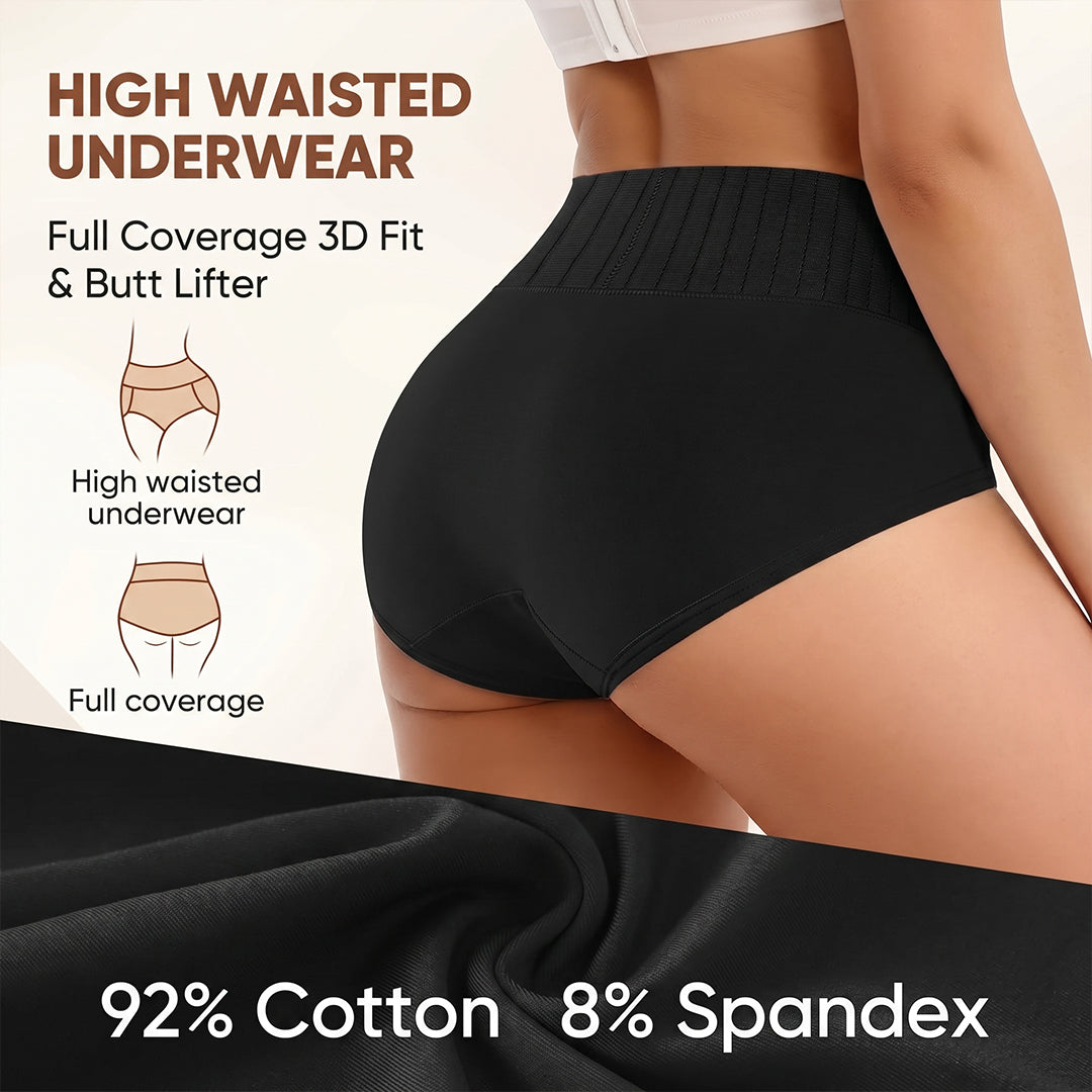 High-Waisted Clover Printed Milk Silk Briefs 4 Pack