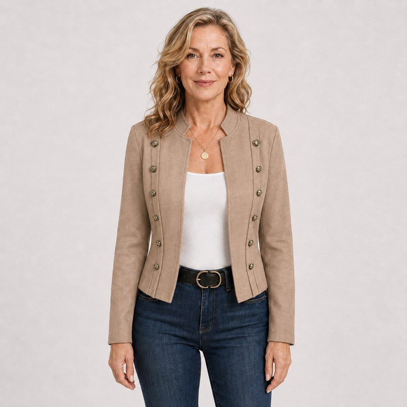 Women’s Double-Breasted Military-Inspired Casual Jacket