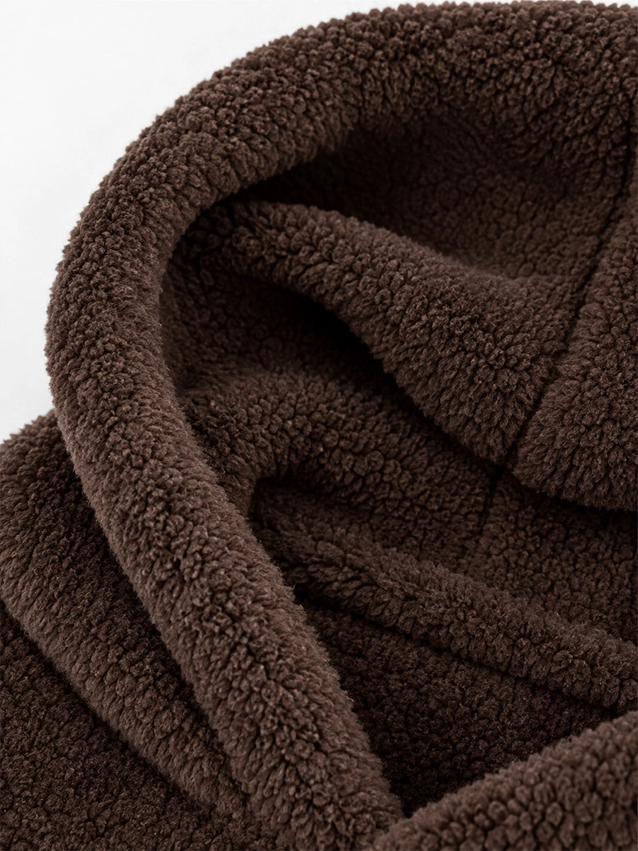 Women’s Asymmetric-Button Plush-Look Hooded Coat
