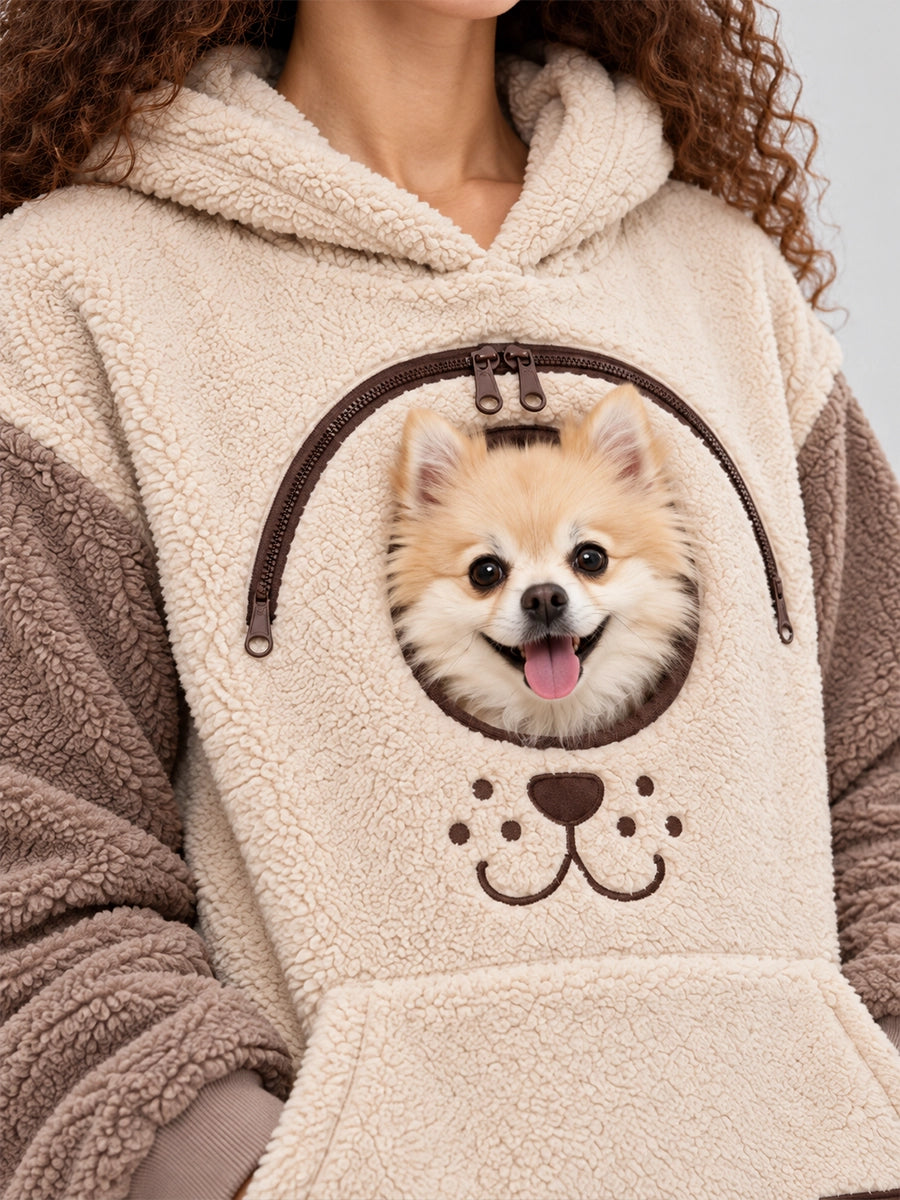 Women’s Fleece Pet-Carrier Hoodie with Front Pouch