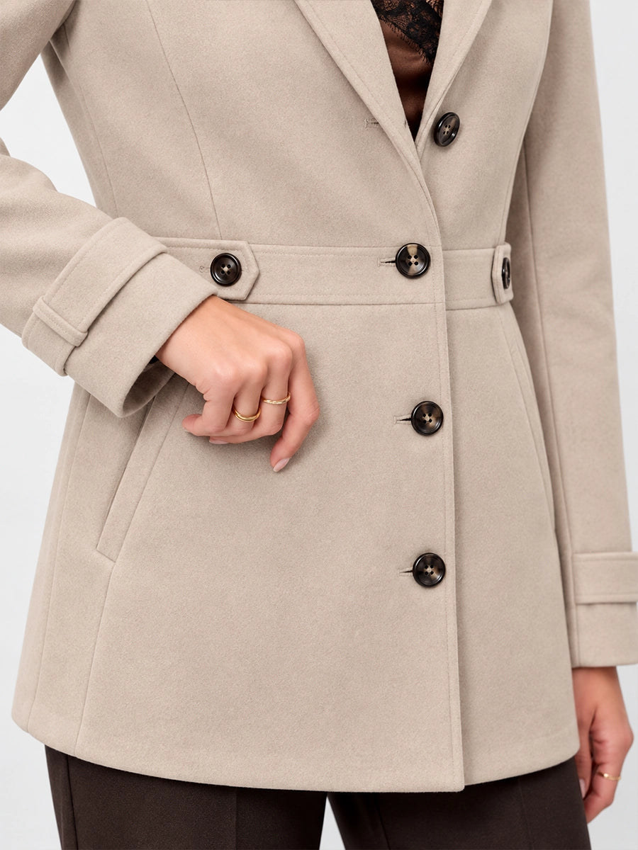 Women's Solid Lapel Button Coat for Polished Cold-Weather Layering