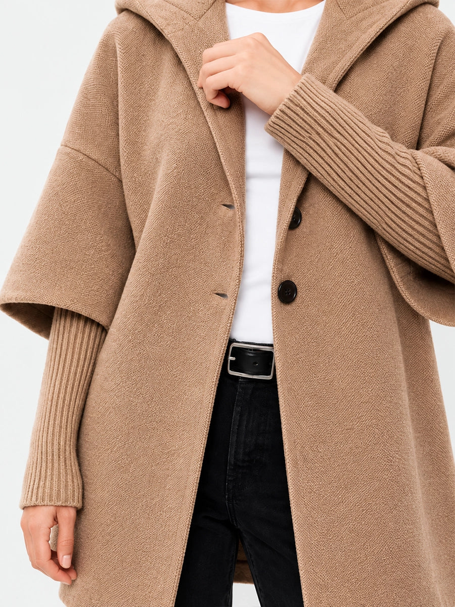 Women’s Faux Two-Piece Hooded Jacket for Casual Layering
