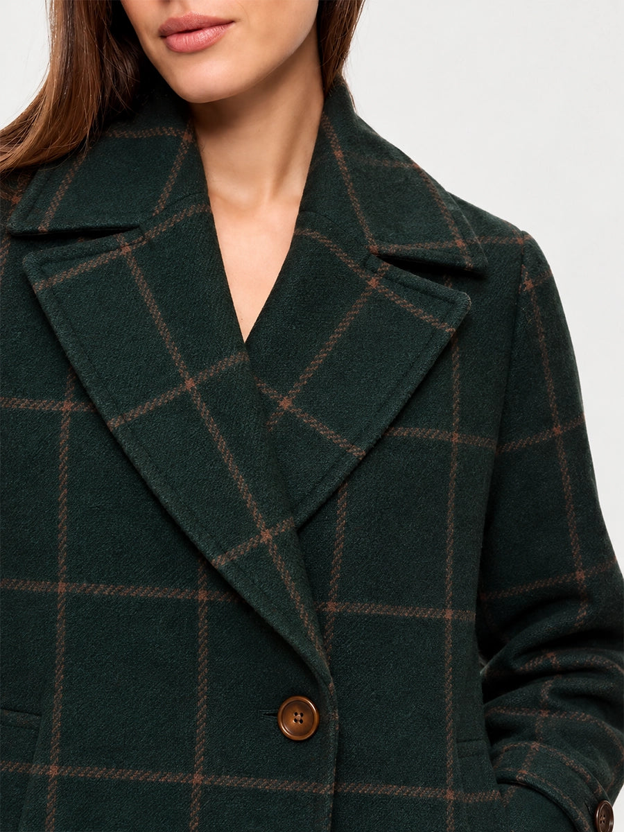 Women’s Plaid-Look Long Coat for Cool-Weather Outfits