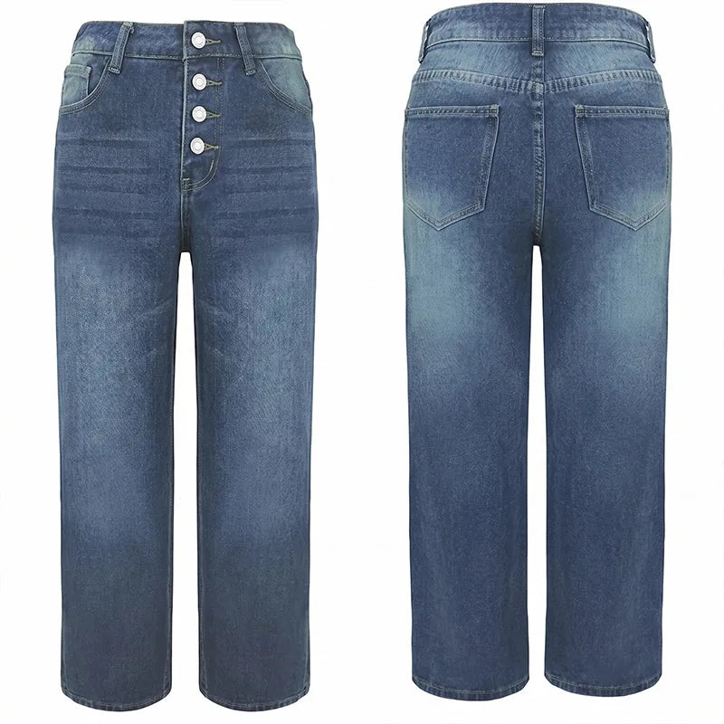 Women’s High-Waist Button-Fly Wide-Leg Jeans