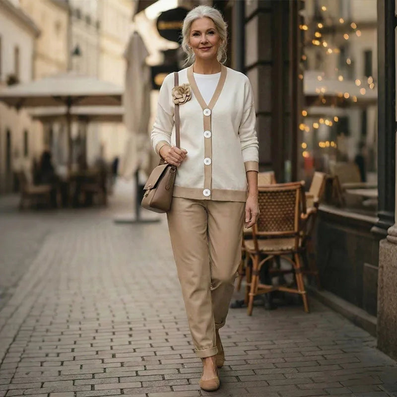 Women’s Satin-Trim Knit Two-Piece Matching Set