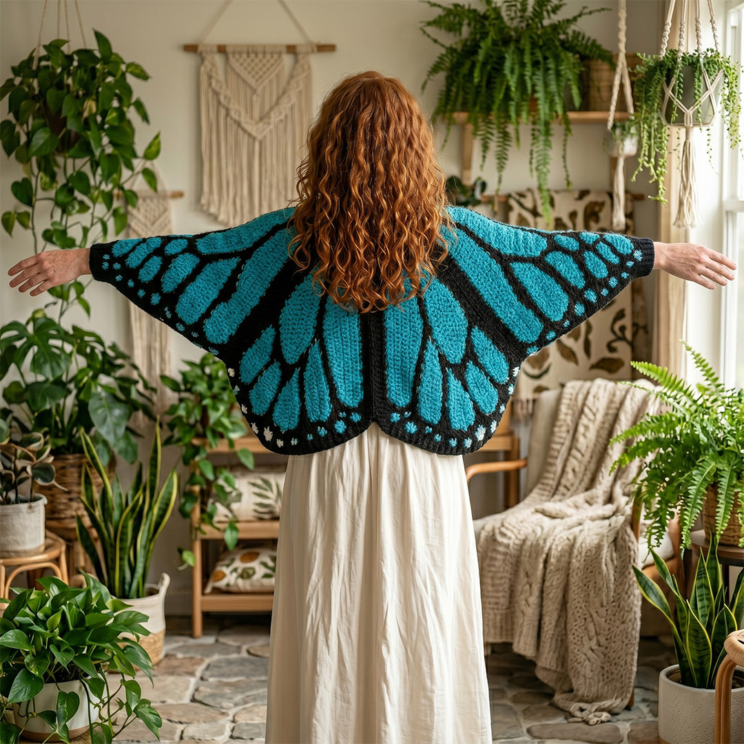 Hand-Crocheted Monarch Butterfly Cardigan