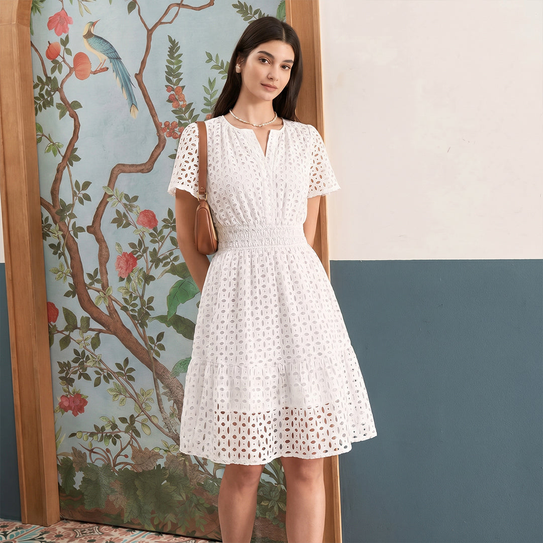 Women Summer Short Dress V Neck Short