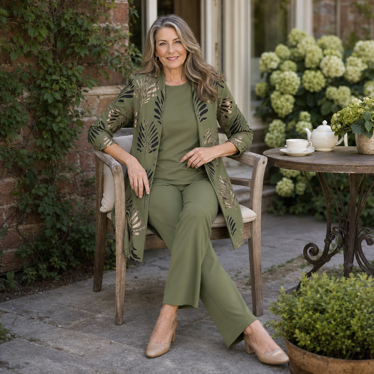 Women's Casual 3-Piece Essentials Set with Botanical Print