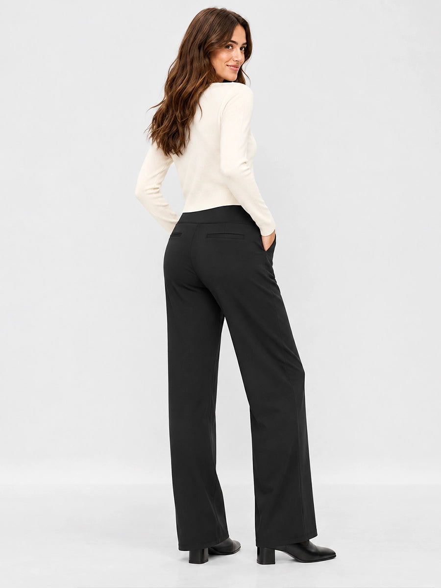 Fleece-Lined High-Waist Straight-Leg Pants for Chilly Days