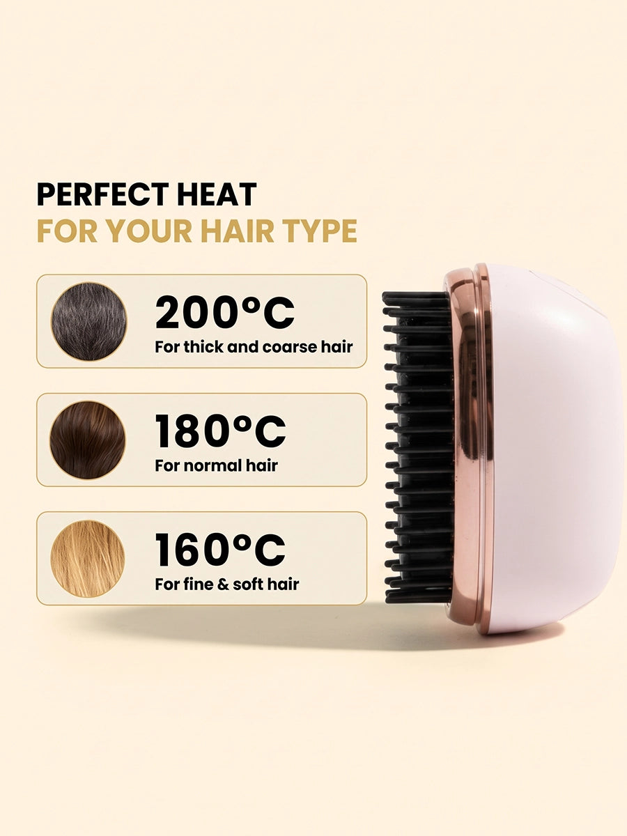 Mini Cordless Heated Straightening Brush for Hair Touch-Ups