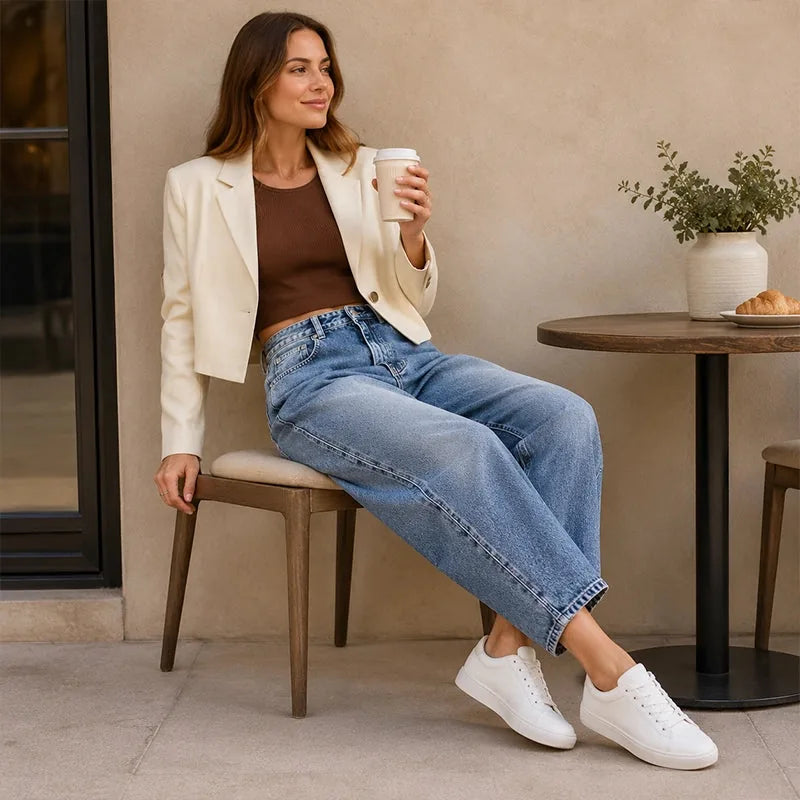 Women’s Relaxed Wide-Leg Washed Jeans