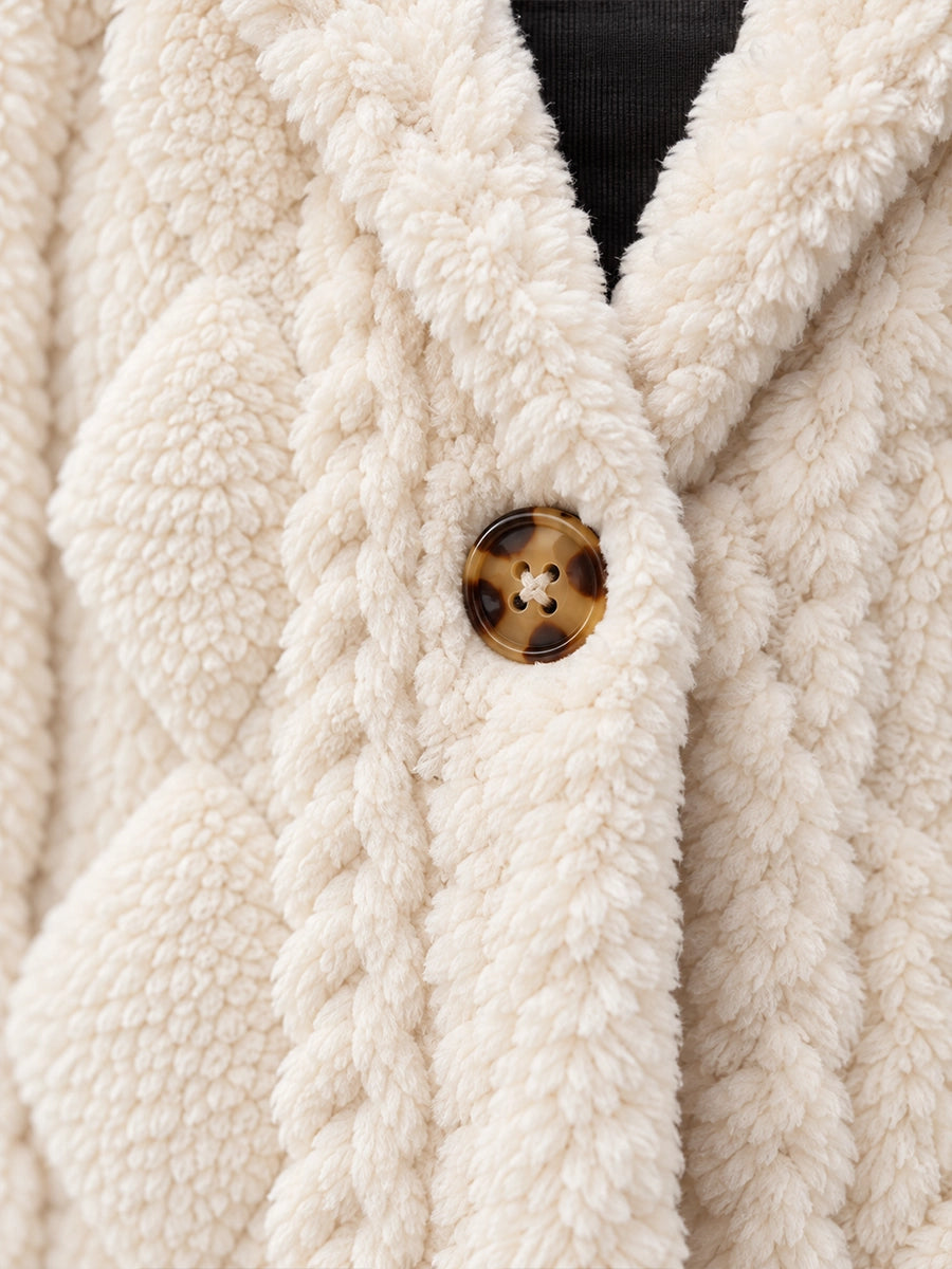 Sherpa-Style Hooded Button Jacket