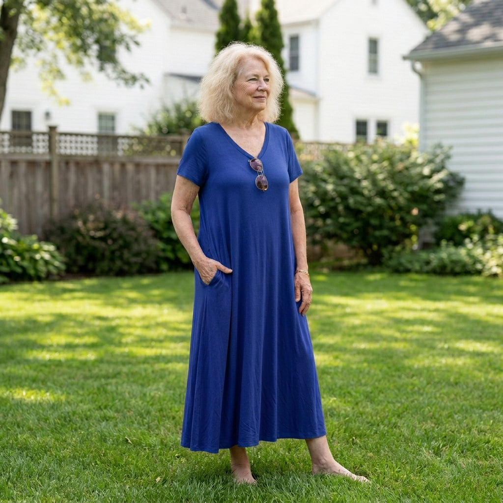 Large Size Deep V Pocket Lounge Dress
