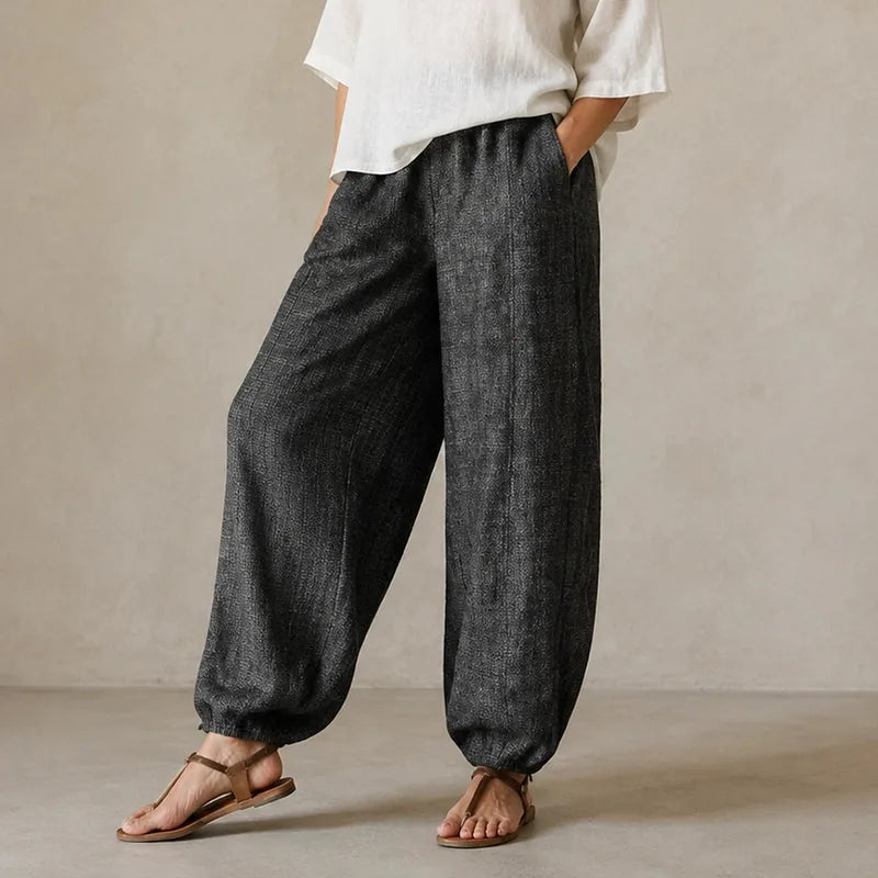Women’s Gray High-Waist Wide-Leg Pants