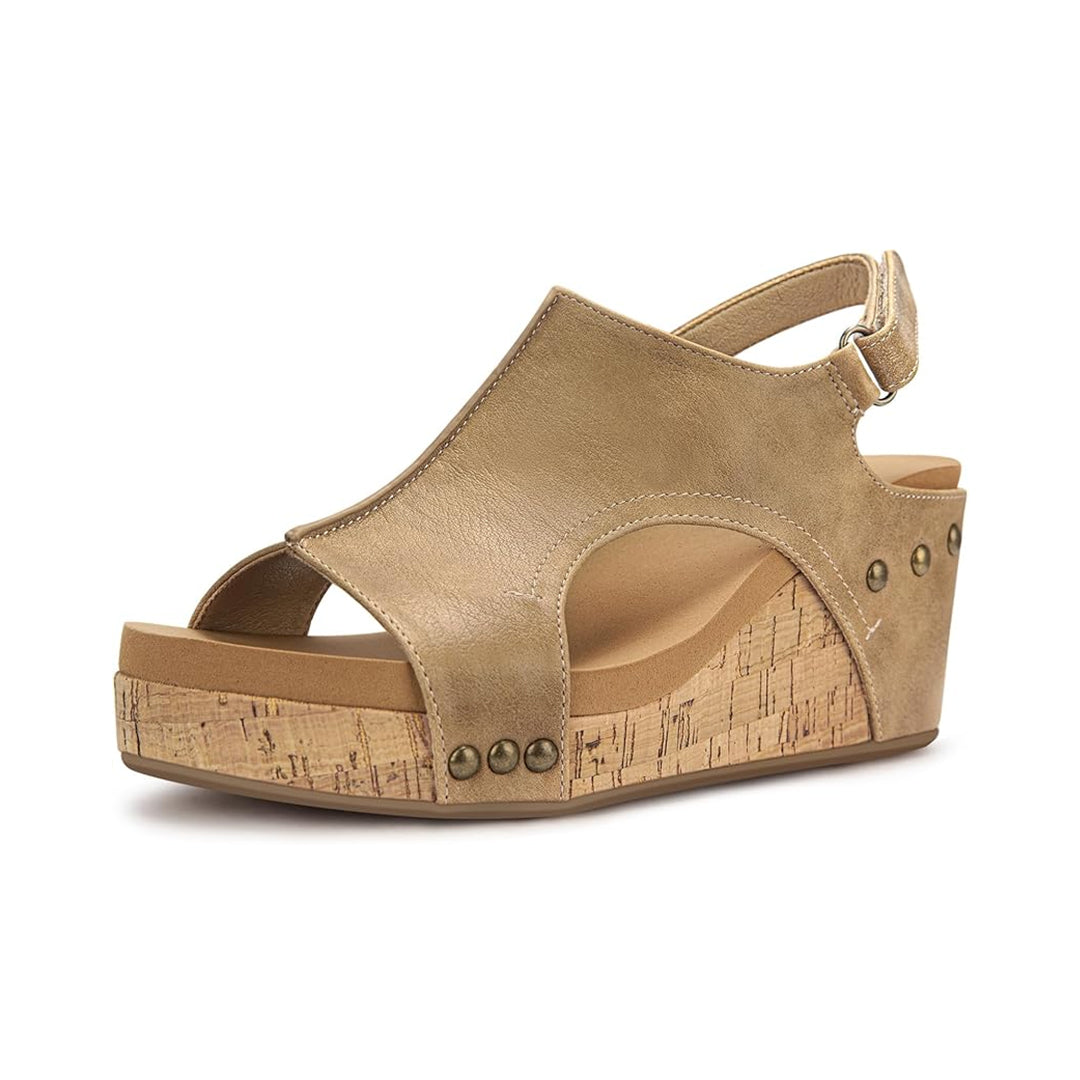 Plus Size Studded Genuine Leather Platform Sandals