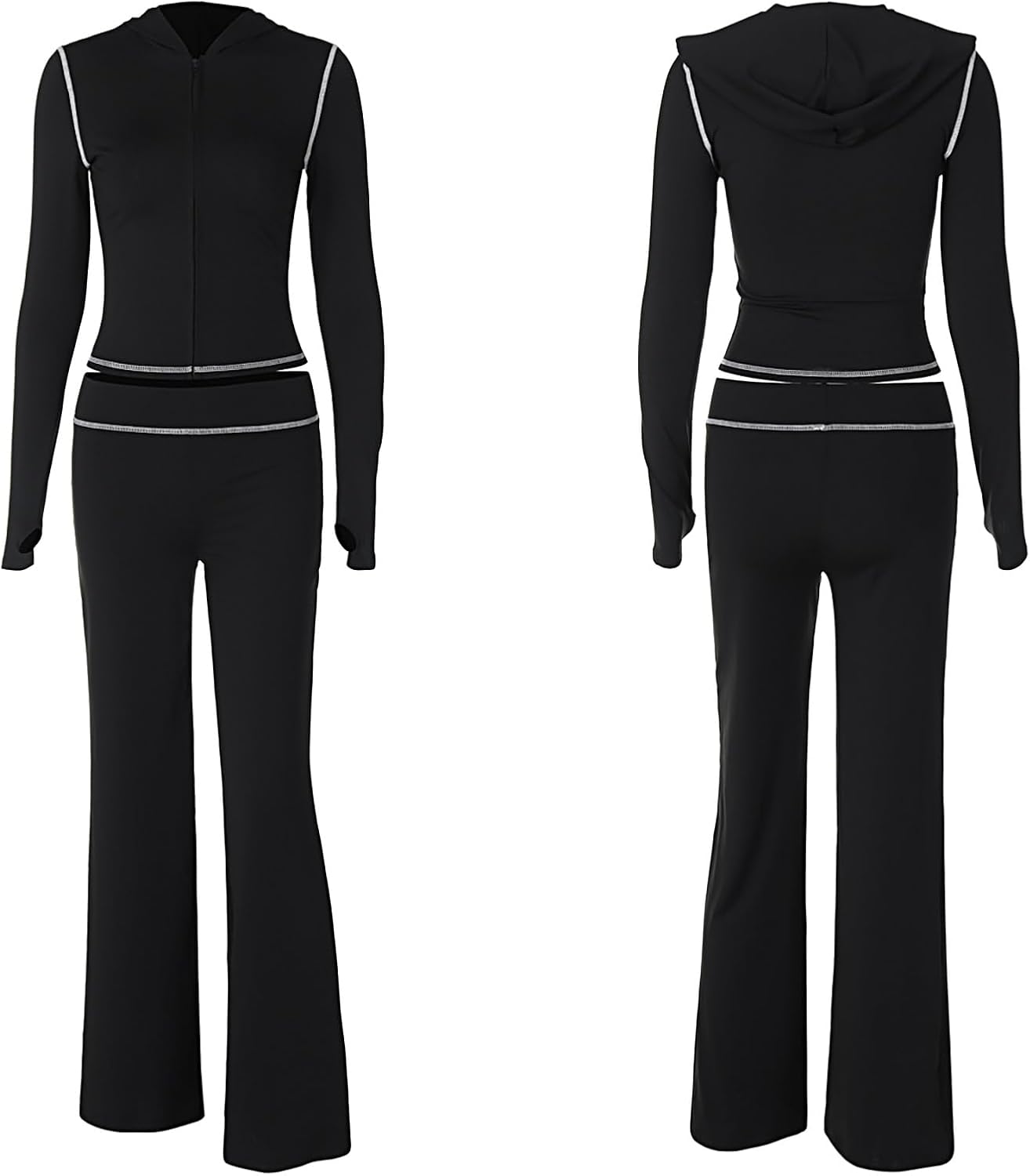 Women’s 2-Piece Leopard Print Set – Zip Hoodie & Flare Pants