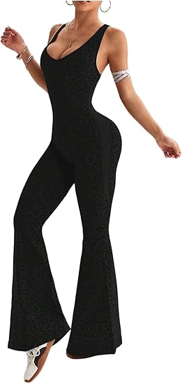 Leopard print one-piece yoga suit