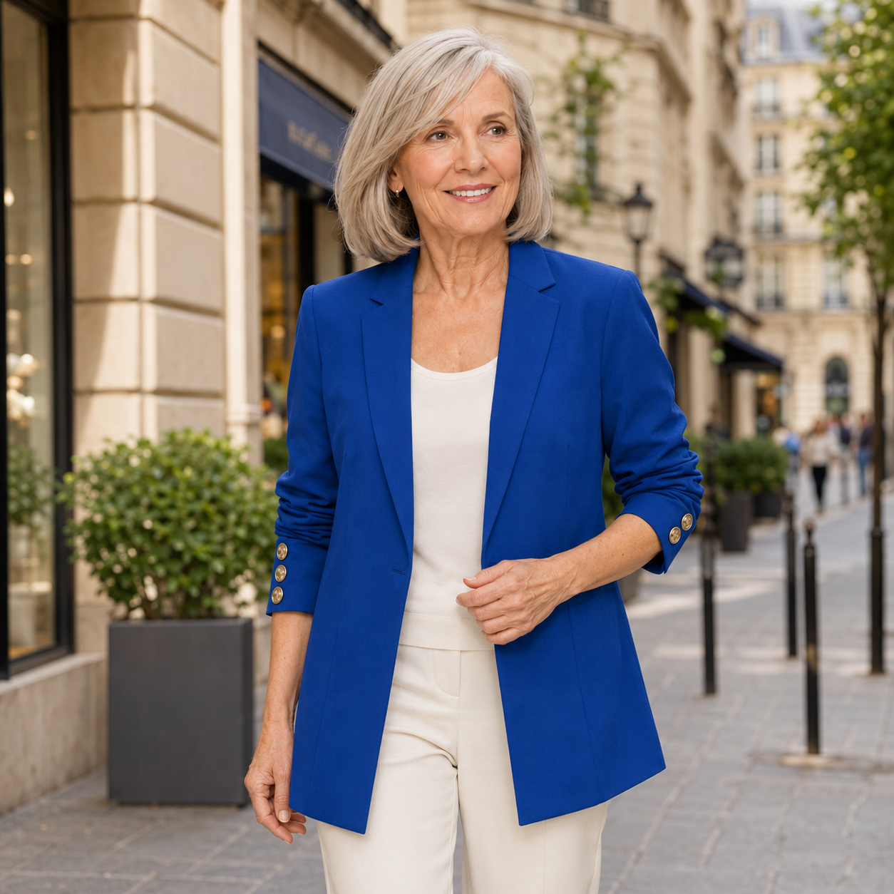 Women's Single-Button Ruched Sleeve Blazer