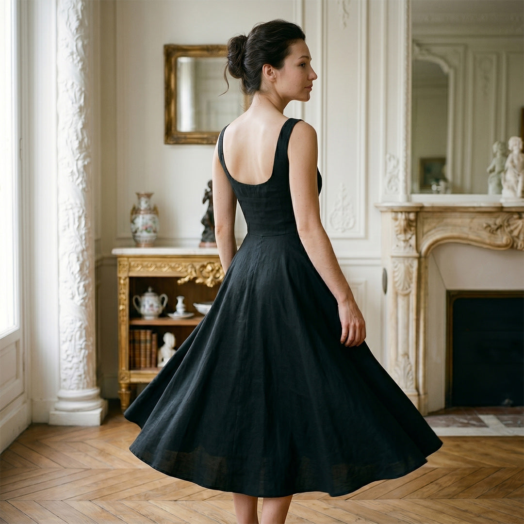 Solid Color Casual Midi Party Dress