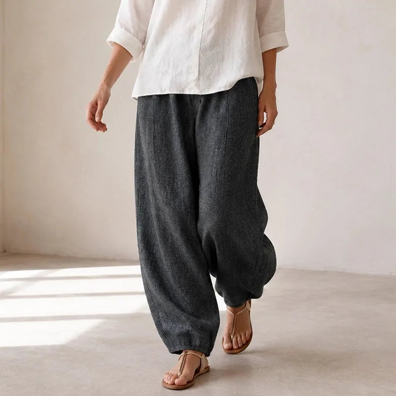 Women’s Gray High-Waist Wide-Leg Pants