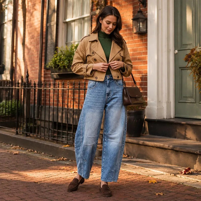 Women’s Relaxed Wide-Leg Washed Jeans