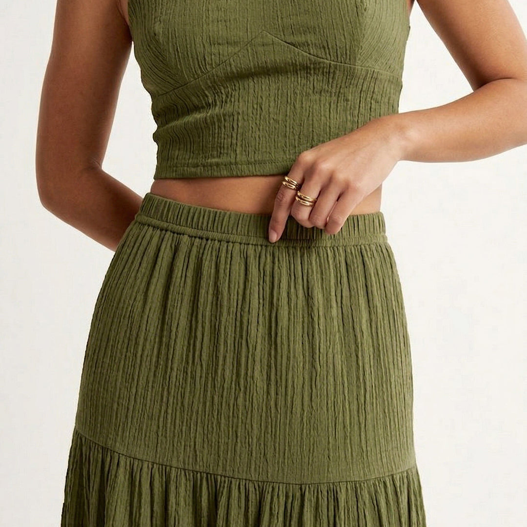 Crop Top Cami & Maxi Skirt Set