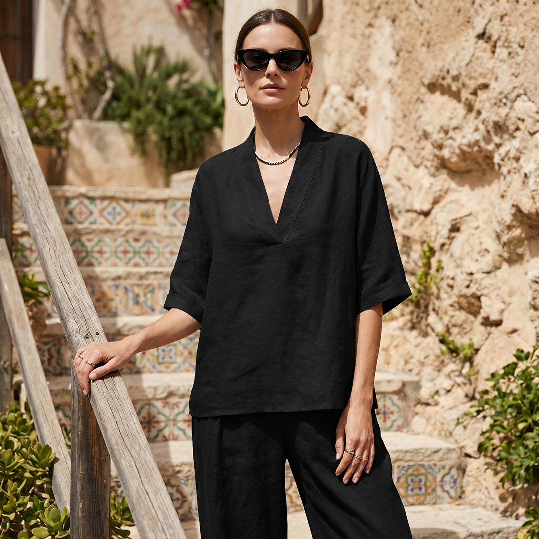 Casual Cozy Minimalist Linen Two-piece Set