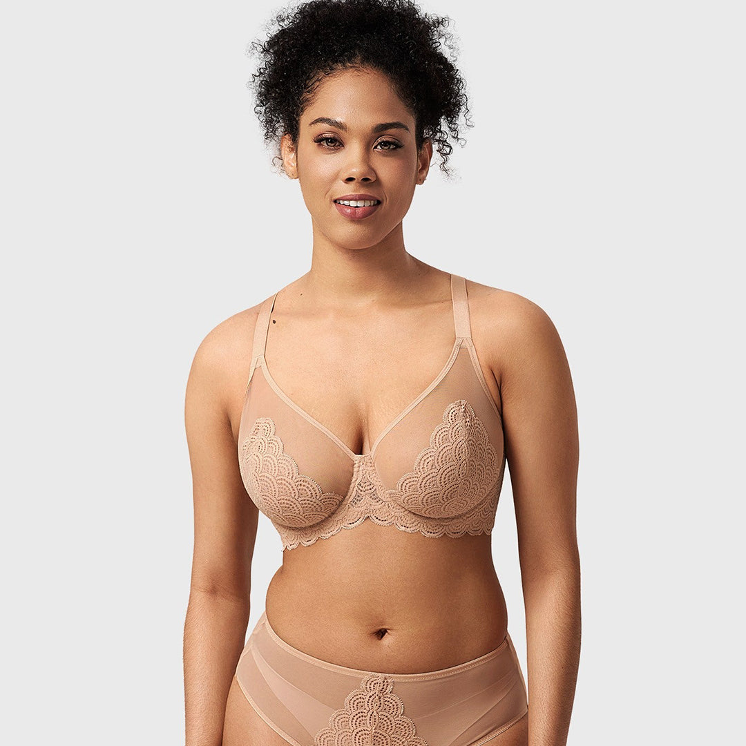 Mermaid Scales Lace Plus Size Bra 2 Pack