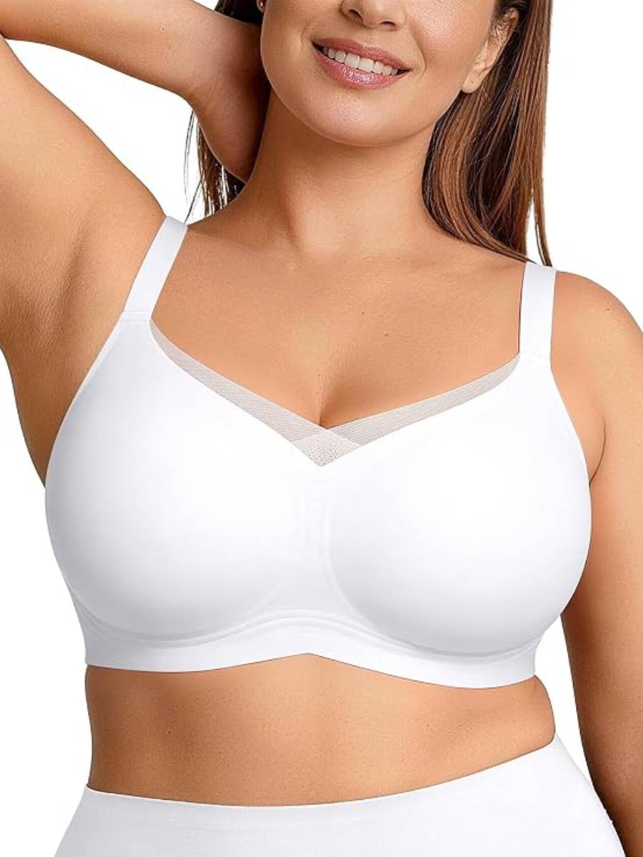 Women's Seamless Lace-Edge Wireless Bra for Everyday Comfort