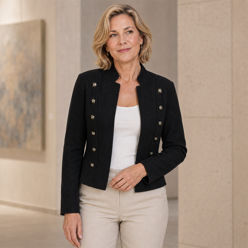 Women’s Double-Breasted Military-Inspired Casual Jacket