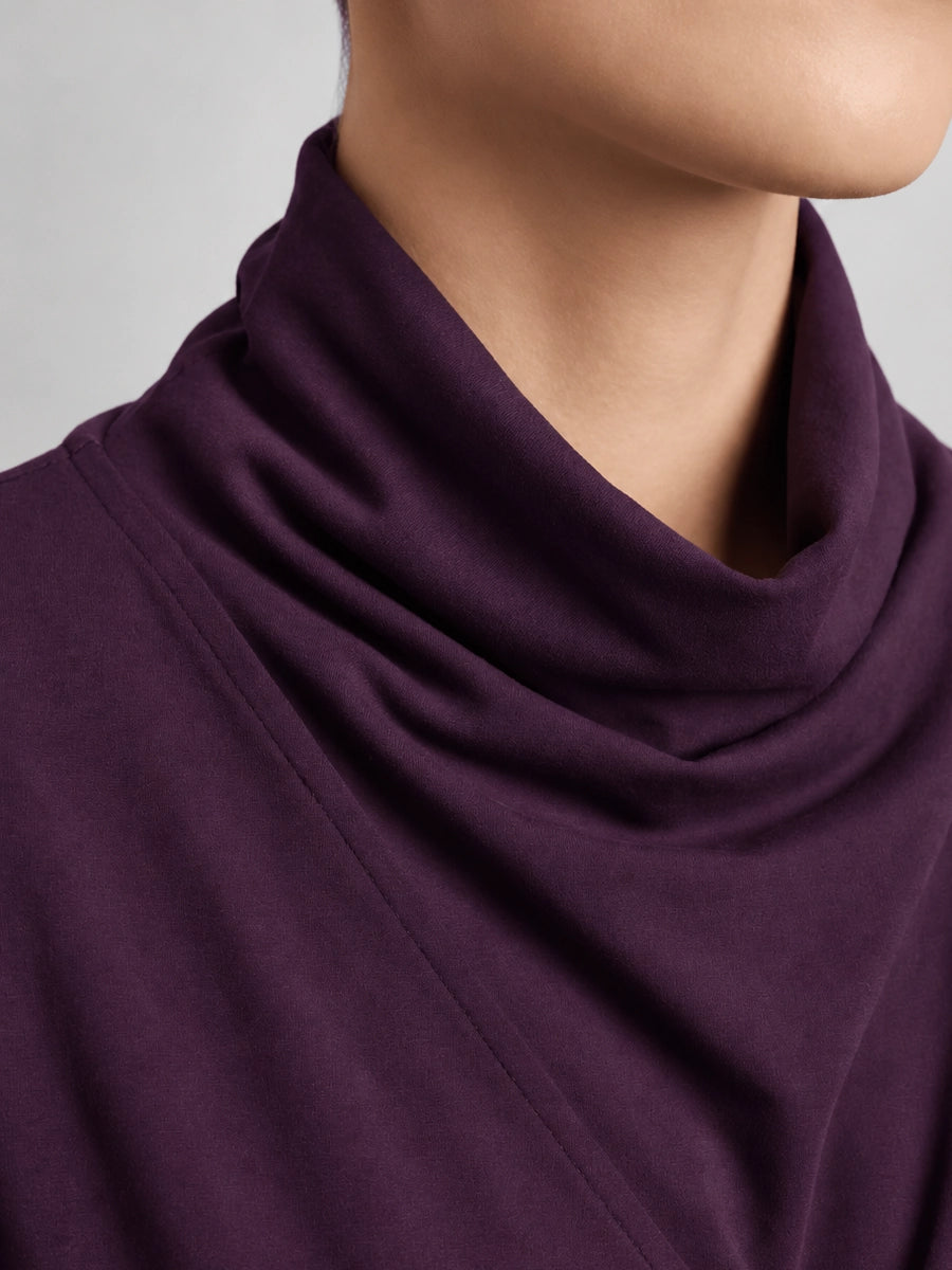 Women's Asymmetric Draped High-Neck Maxi Dress