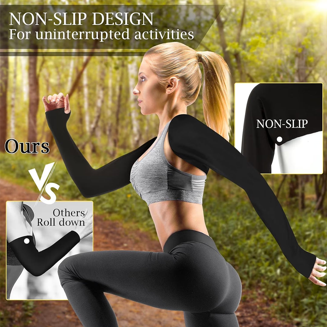 Cooling Shawl Arm Sleeves Sun Protection with Finger Hole Anti-UV-2 PCS