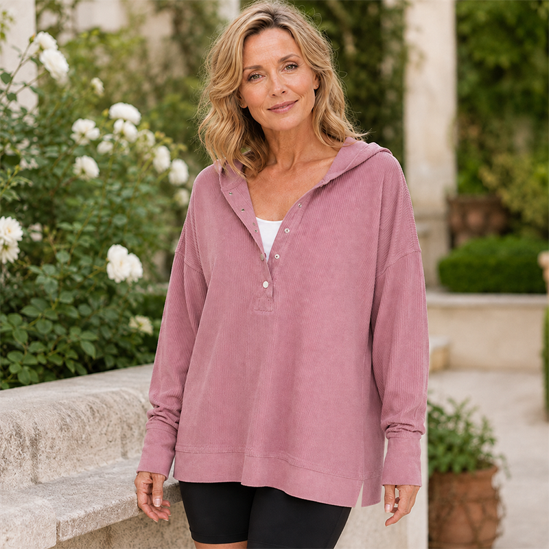 Women’s Flocked Long-Sleeve Hooded Sweatshirt