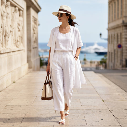Minimalist Linen-cotton Three-piece Set - Comfortable For Everyday Wear
