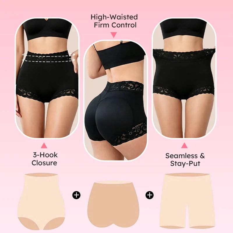 High-Waist Lace Butt-Lift Shapewear Shorts