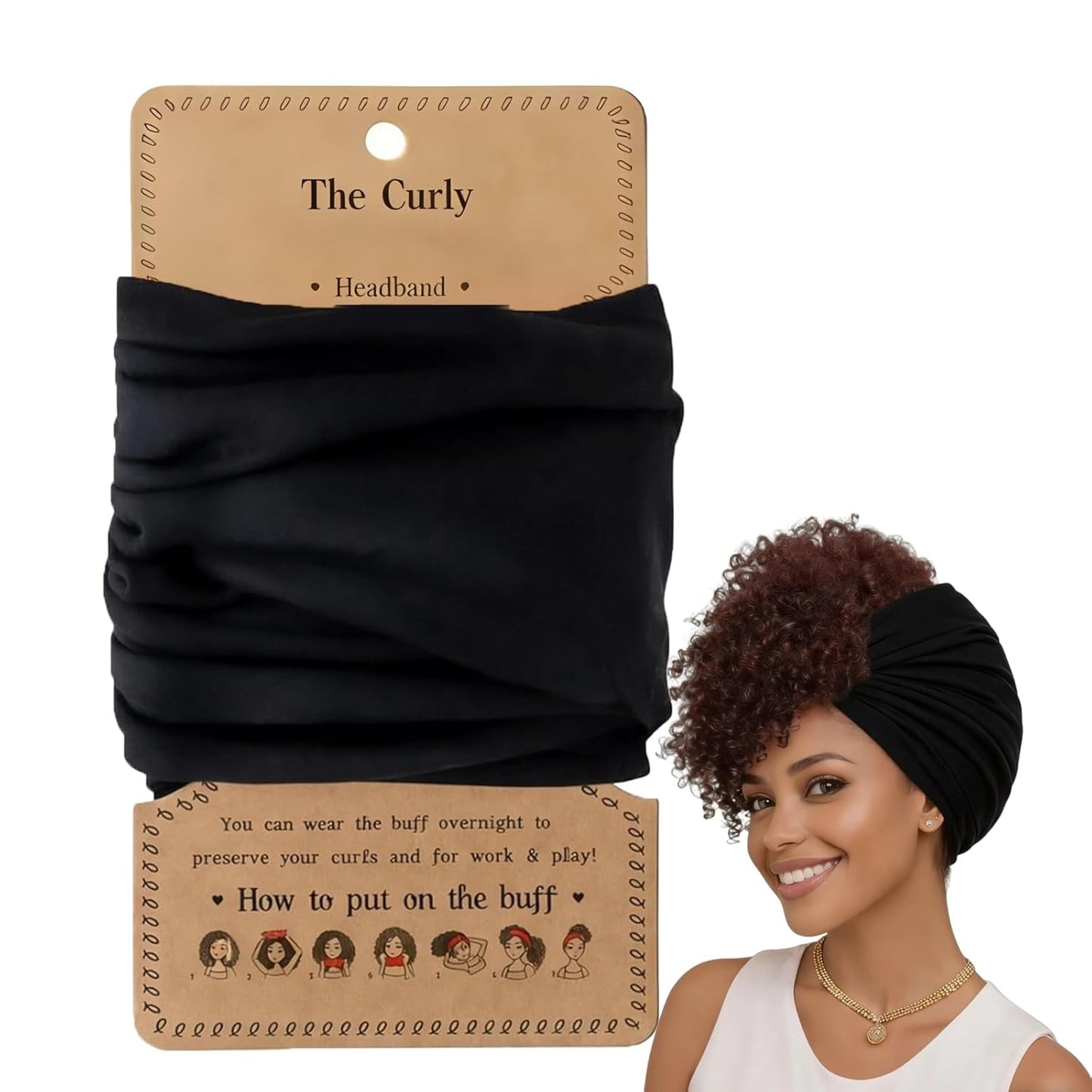 Curly Hair Pineapple Headband – Extra Wide Stretch Sleep Wrap (Flower)