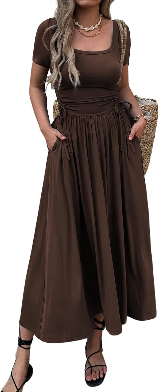 Women's Short Sleeve Maxi Dress Bodycon Long