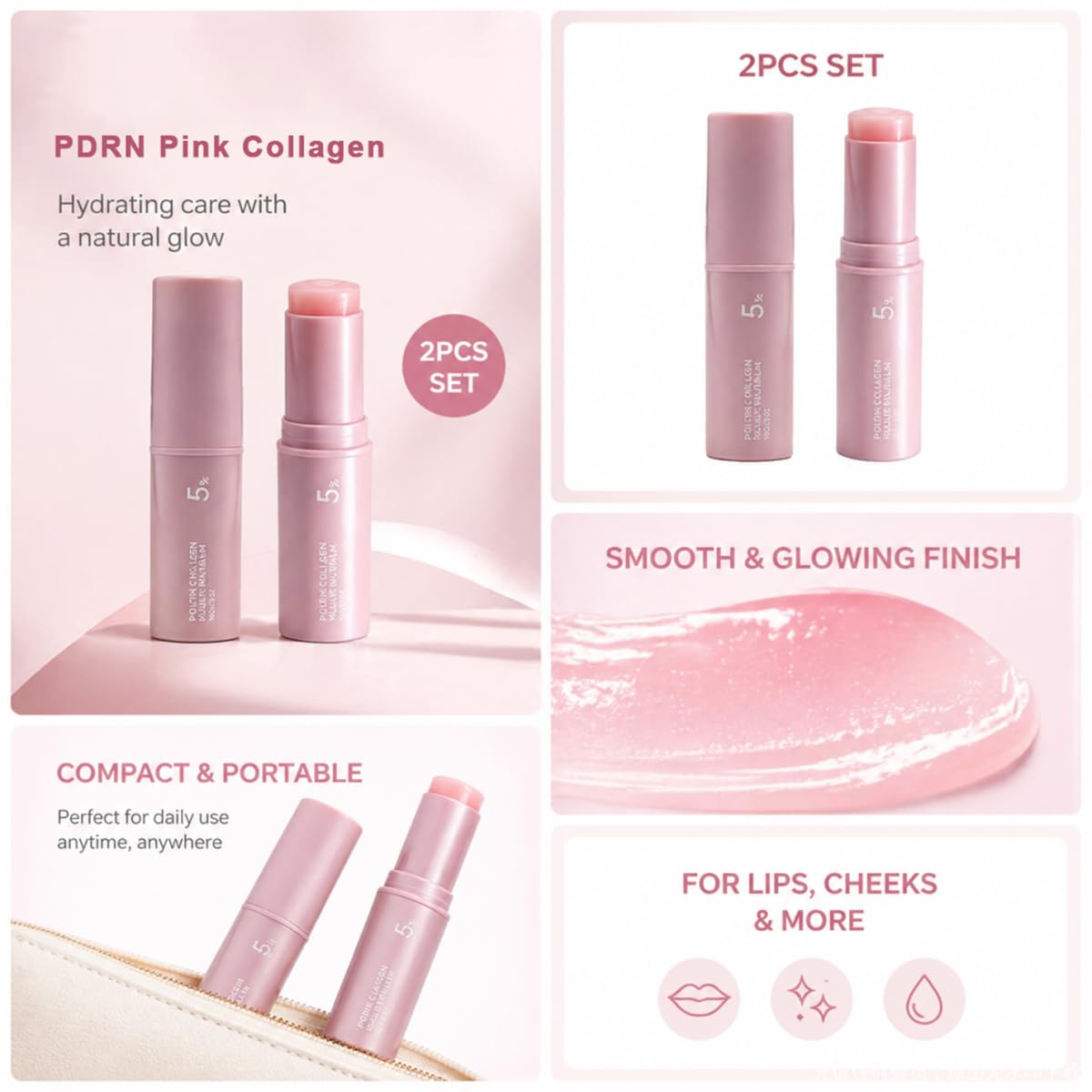 Pink Collagen Volume Multi Balm Stick 2 Pack
