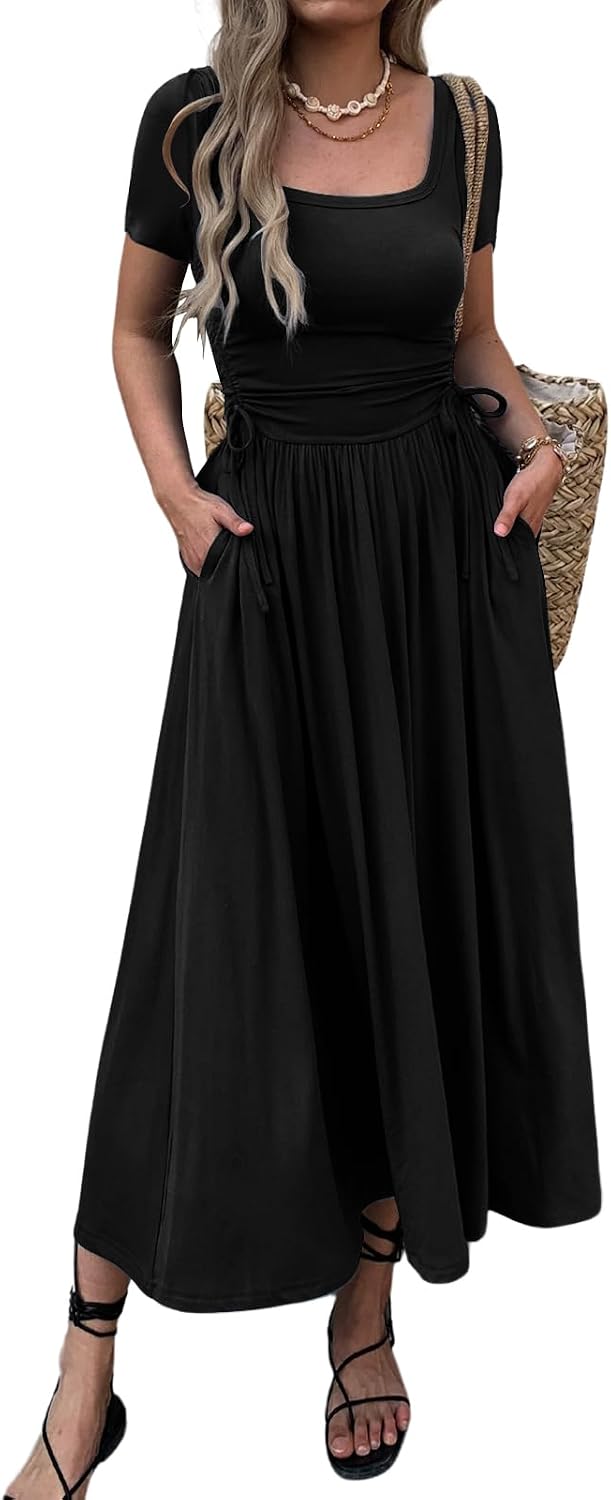 Women's Short Sleeve Maxi Dress Bodycon Long