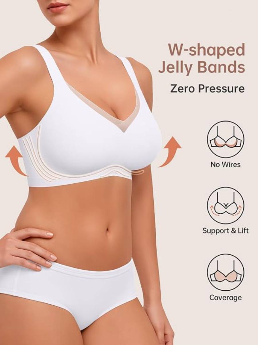 Women's Seamless Lace-Edge Wireless Bra for Everyday Comfort