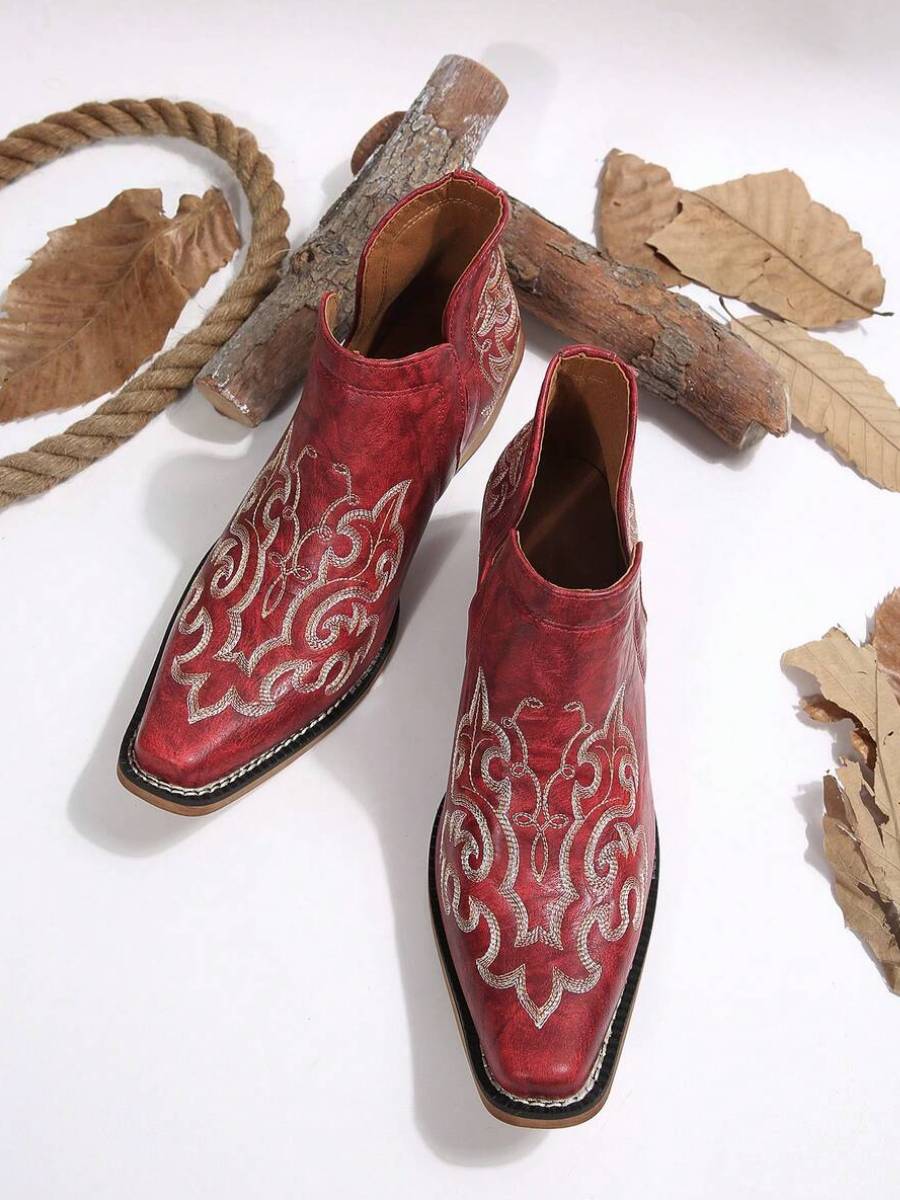 Women's Embroidered Western Ankle Boots