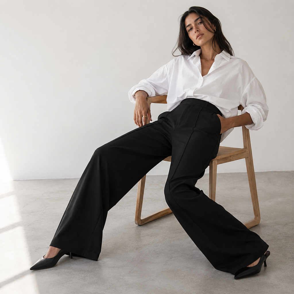 High Waist Straight Leg Casual Dress Pants