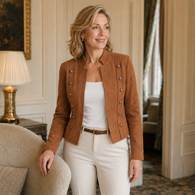 Women’s Double-Breasted Military-Inspired Casual Jacket