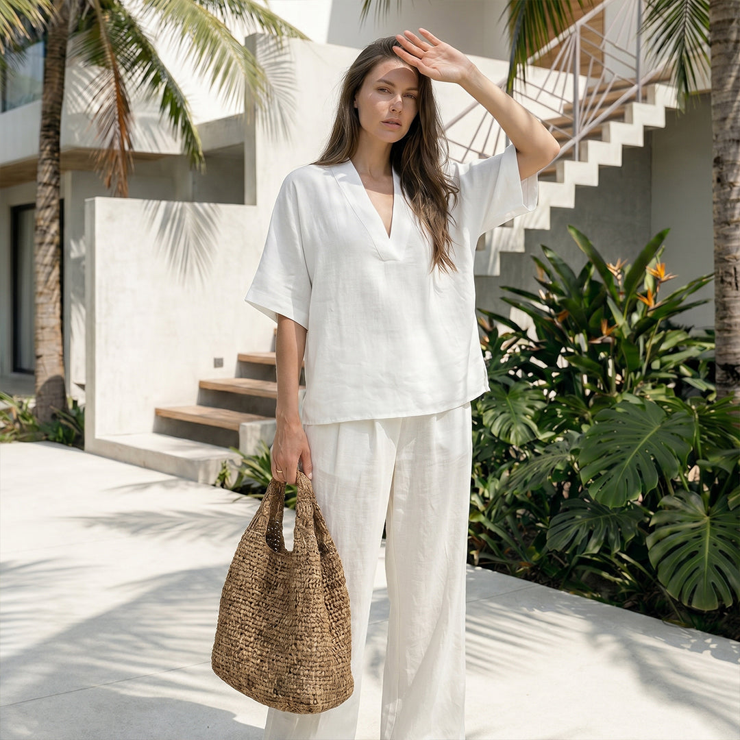 Casual Cozy Minimalist Linen Two-piece Set