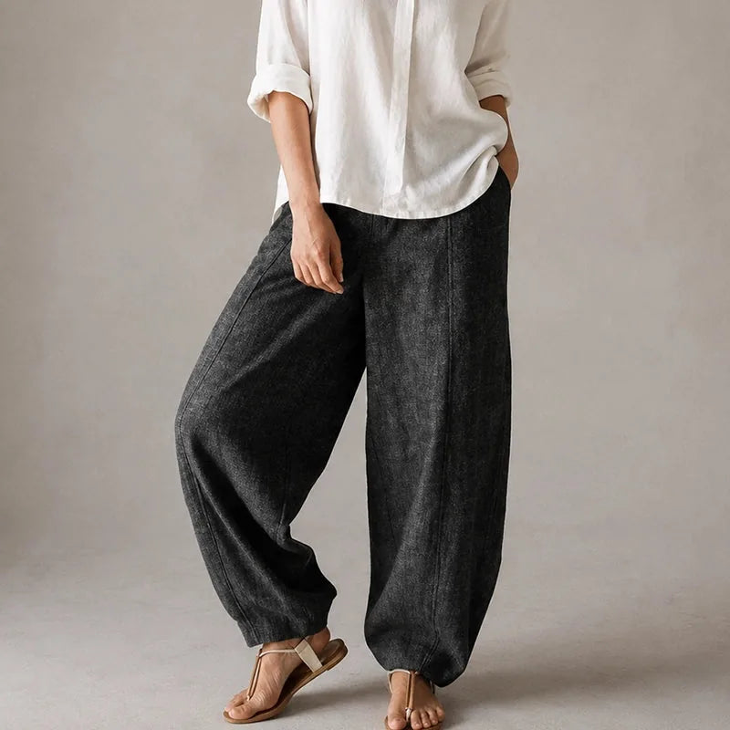 Women’s Gray High-Waist Wide-Leg Pants